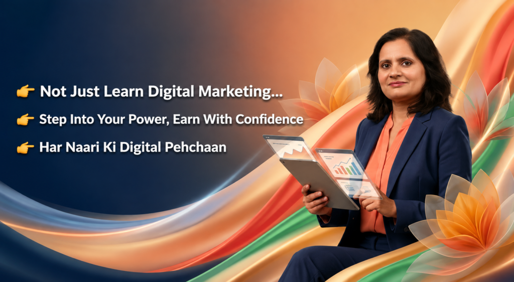 Woman learning digital marketing and AI skills
