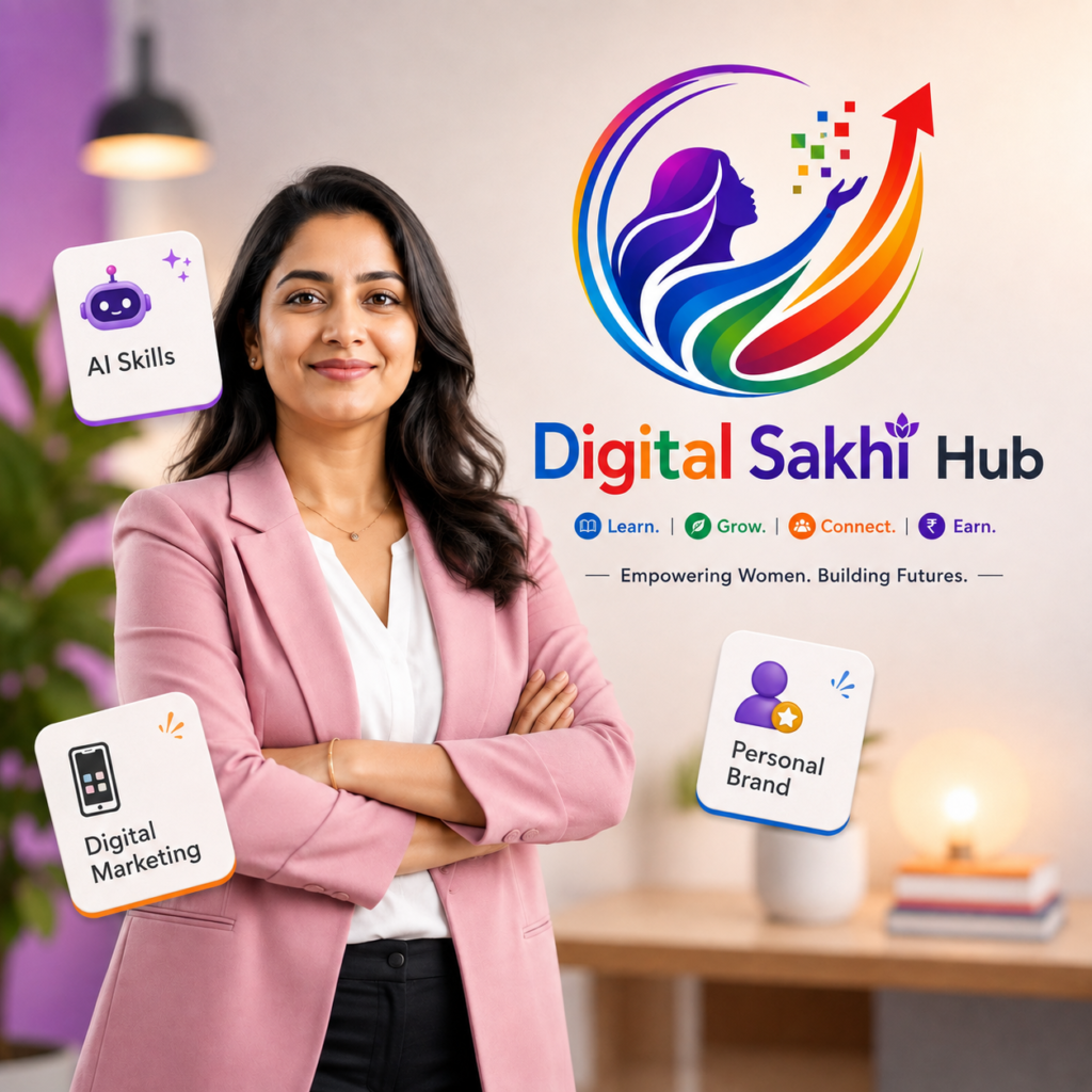 Women learning digital skills with Digital Sakhi Hub